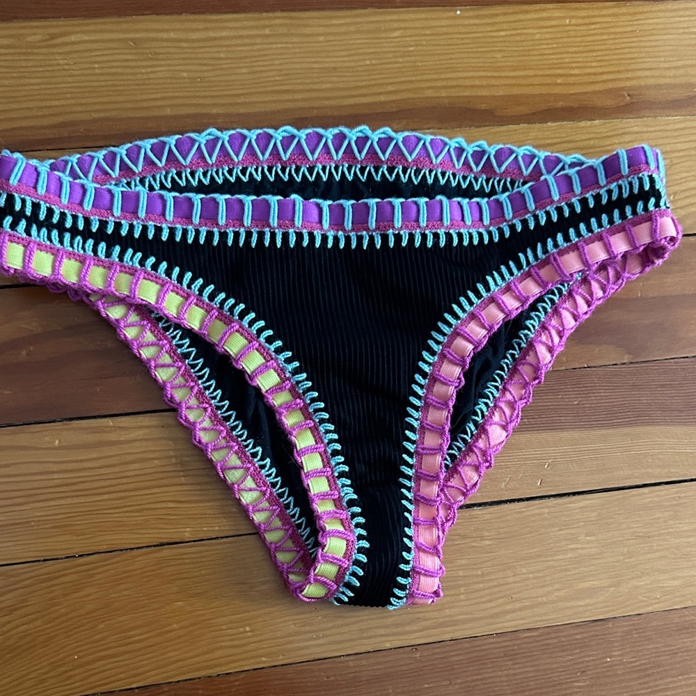 Platinum solange Colorful Crochet Trim Bikini Bottom black S